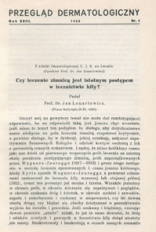 Przegląd Dermatologiczny: organ Polskiego T-wa Dermatologicznego 1928, T. XXIII, nr 4