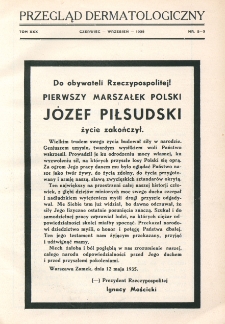 Przegląd Dermatologiczny: organ Polskiego T-wa Dermatologicznego 1935, T. XXX, nr 2-3