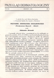 Przegląd Dermatologiczny: organ Polskiego T-wa Dermatologicznego 1935, T. XXX, nr 4