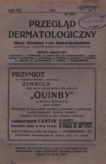 Przegląd Dermatologiczny: organ Polskiego T-wa Dermatologicznego 1924, T. XIX nr 4