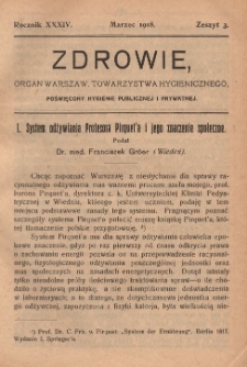 Zdrowie: organ Warsz. Towarzystwa Hygienicznego, poświęcony hygienie publicznej i prywatnej 1918, R. XXXIV, z. 3