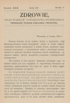 Zdrowie: organ Warsz. Towarzystwa Hygienicznego, poświęcony hygienie publicznej i prywatnej 1914, R. XXX, z. 2