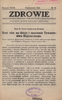 Zdrowie: organ Warsz. Towarzystwa Hygienicznego, poświęcony hygienie publicznej i prywatnej 1924, R. XXXIX, nr 10