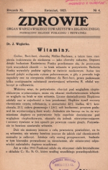 Zdrowie: organ Warsz. Towarzystwa Hygienicznego, poświęcony hygienie publicznej i prywatnej 1925, R. XL, nr 4