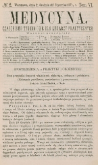 Medycyna : czasopismo tygodniowe dla lekarzy praktycznych 1878, T. VI, nr 2