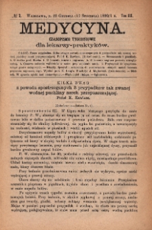 Medycyna : czasopismo tygodniowe dla lekarzy praktyk&oacute;w 1891, T. XIX, nr 2