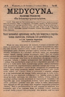 Medycyna : czasopismo tygodniowe dla lekarzy praktyków 1891, T. XIX, nr 6