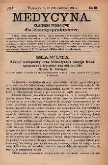 Medycyna : czasopismo tygodniowe dla lekarzy praktyków 1891, T. XIX, nr 9