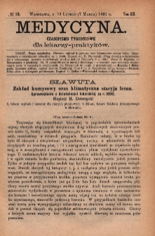Medycyna : czasopismo tygodniowe dla lekarzy praktyków 1891, T. XIX, nr 10