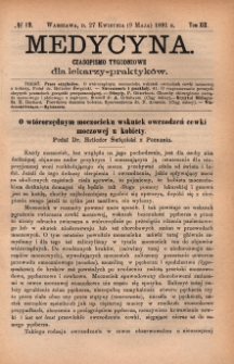 Medycyna : czasopismo tygodniowe dla lekarzy praktyków 1891, T. XIX, nr 19
