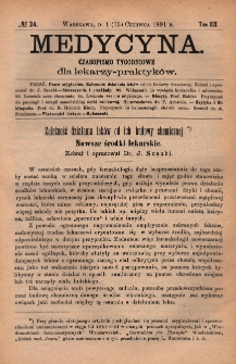 Medycyna : czasopismo tygodniowe dla lekarzy praktyk&oacute;w 1891, T. XIX, nr 24