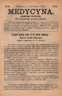 Medycyna : czasopismo tygodniowe dla lekarzy praktyków 1891, T. XIX, nr 24