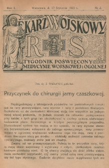 Lekarz wojskowy: tygodnik poświęcony medycynie wojskowej i ogólnej 1920, R. 1, nr 2