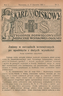 Lekarz wojskowy: tygodnik poświęcony medycynie wojskowej i ogólnej 1920, R. 1, nr 3
