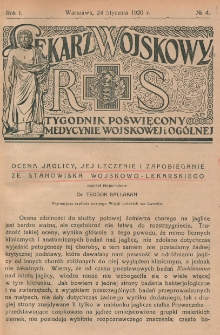 Lekarz wojskowy: tygodnik poświęcony medycynie wojskowej i ogólnej 1920, R. 1, nr 4