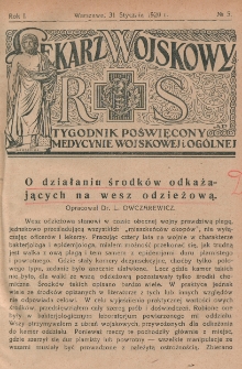 Lekarz wojskowy: tygodnik poświęcony medycynie wojskowej i ogólnej 1920, R. 1, nr 5