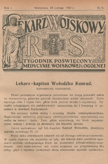 Lekarz wojskowy: tygodnik poświęcony medycynie wojskowej i ogólnej 1920, R. 1, nr 9