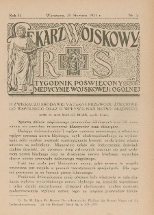 Lekarz wojskowy: tygodnik poświęcony medycynie wojskowej i ogólnej 1921, R. 2, nr 5