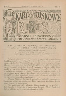 Lekarz wojskowy: tygodnik poświęcony medycynie wojskowej i ogólnej 1921, R. II, nr 10