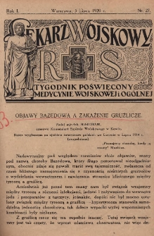 Lekarz wojskowy: tygodnik poświęcony medycynie wojskowej i ogólnej 1920, R. 1, nr 27