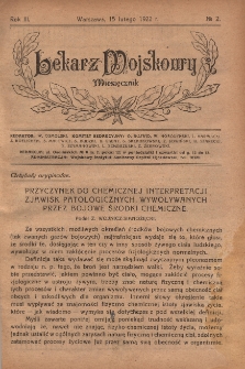 Lekarz wojskowy: miesięcznik 1922, R. III, nr 2