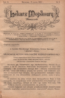 Lekarz wojskowy: miesięcznik 1922, R. III, nr 3