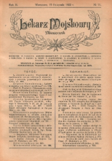 Lekarz wojskowy: miesięcznik 1922, R. III, nr 11