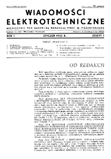 Wiadomości Elektrotechniczne : miesięcznik pod naczelną redakcją prof. M. Pożaryskiego. R. I nr 1 (1933)