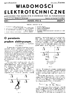 Wiadomości Elektrotechniczne : miesięcznik pod naczelną redakcją prof. M. Pożaryskiego. R. I nr 3 (1933)