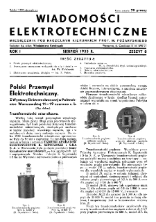 Wiadomości Elektrotechniczne : miesięcznik pod naczelną redakcją prof. M. Pożaryskiego. R. I nr 8 (1933)