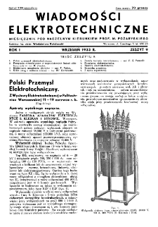 Wiadomości Elektrotechniczne : miesięcznik pod naczelną redakcją prof. M. Pożaryskiego. R. I nr 9 (1933)