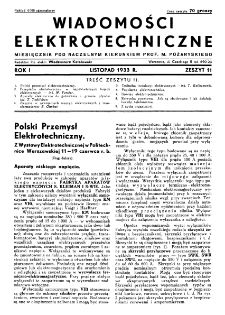 Wiadomości Elektrotechniczne : miesięcznik pod naczelną redakcją prof. M. Pożaryskiego. R. I nr 11 (1933)