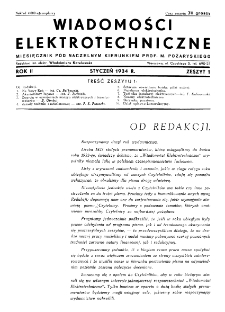 Wiadomości Elektrotechniczne : miesięcznik pod naczelną redakcją prof. M. Pożaryskiego. R. II nr 1 (1934)