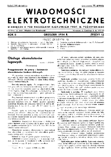 Wiadomości Elektrotechniczne : miesięcznik pod naczelną redakcją prof. M. Pożaryskiego. R. II nr 12 (1934)