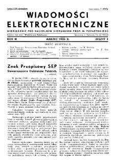 Wiadomości Elektrotechniczne : miesięcznik pod naczelną redakcją prof. M. Pożaryskiego. R. III nr 3 (1935)