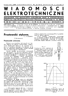 Wiadomości Elektrotechniczne : miesięcznik pod naczelną redakcją prof. M. Pożaryskiego. R. III nr 5 (1935)