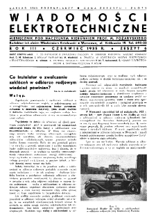Wiadomości Elektrotechniczne : miesięcznik pod naczelną redakcją prof. M. Pożaryskiego. R. III nr 6 (1935)