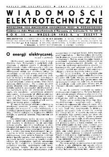 Wiadomości Elektrotechniczne : miesięcznik pod naczelną redakcją prof. M. Pożaryskiego. R. III nr 9 (1935)