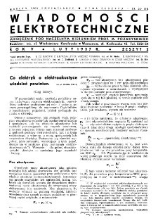 Wiadomości Elektrotechniczne : miesięcznik pod naczelną redakcją prof. M. Pożaryskiego. R. V nr 2 (1937)