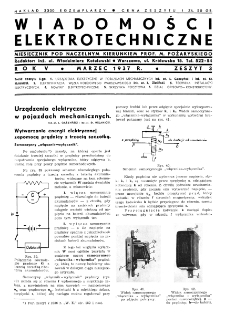 Wiadomości Elektrotechniczne : miesięcznik pod naczelną redakcją prof. M. Pożaryskiego. R. V nr 3 (1937)