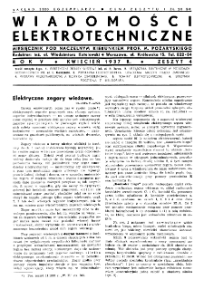 Wiadomości Elektrotechniczne : miesięcznik pod naczelną redakcją prof. M. Pożaryskiego. R. V nr 4 (1937)