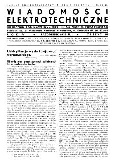 Wiadomości Elektrotechniczne : miesięcznik pod naczelną redakcją prof. M. Pożaryskiego. R. V nr 10 (1937)