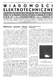 Wiadomości Elektrotechniczne : miesięcznik pod naczelną redakcją prof. M. Pożaryskiego. R. V nr 11 (1937)