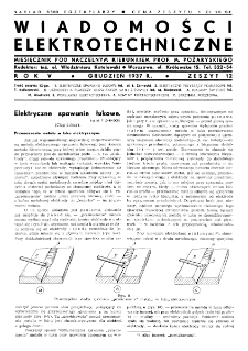 Wiadomości Elektrotechniczne : miesięcznik pod naczelną redakcją prof. M. Pożaryskiego. R. V nr 12 (1937)