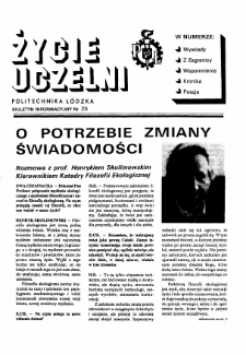 Życie Uczelni : biuletyn informacyjny Politechniki Łódzkiej nr 25 (1992) [PDF]