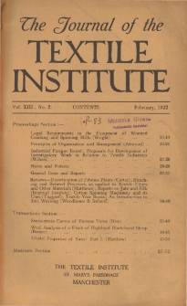 The Journal of the Textile Institute Vol. XIII No. 2 (1922)