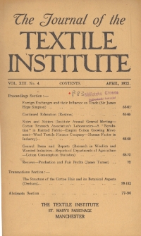 The Journal of the Textile Institute Vol. XIII No. 4 (1922)