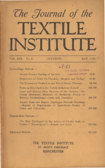 The Journal of the Textile Institute Vol. XIII No. 5 (1922)