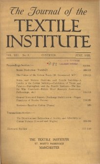 The Journal of the Textile Institute Vol. XIII No. 6 (1922)