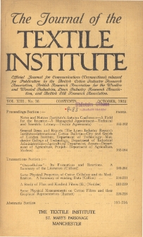 The Journal of the Textile Institute Vol. XIII No. 10 (1922)